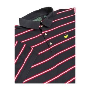 Masters Collection‎ Golf Polo Shirt Mens Navy Red Striped Augusta Two-Ply Size L